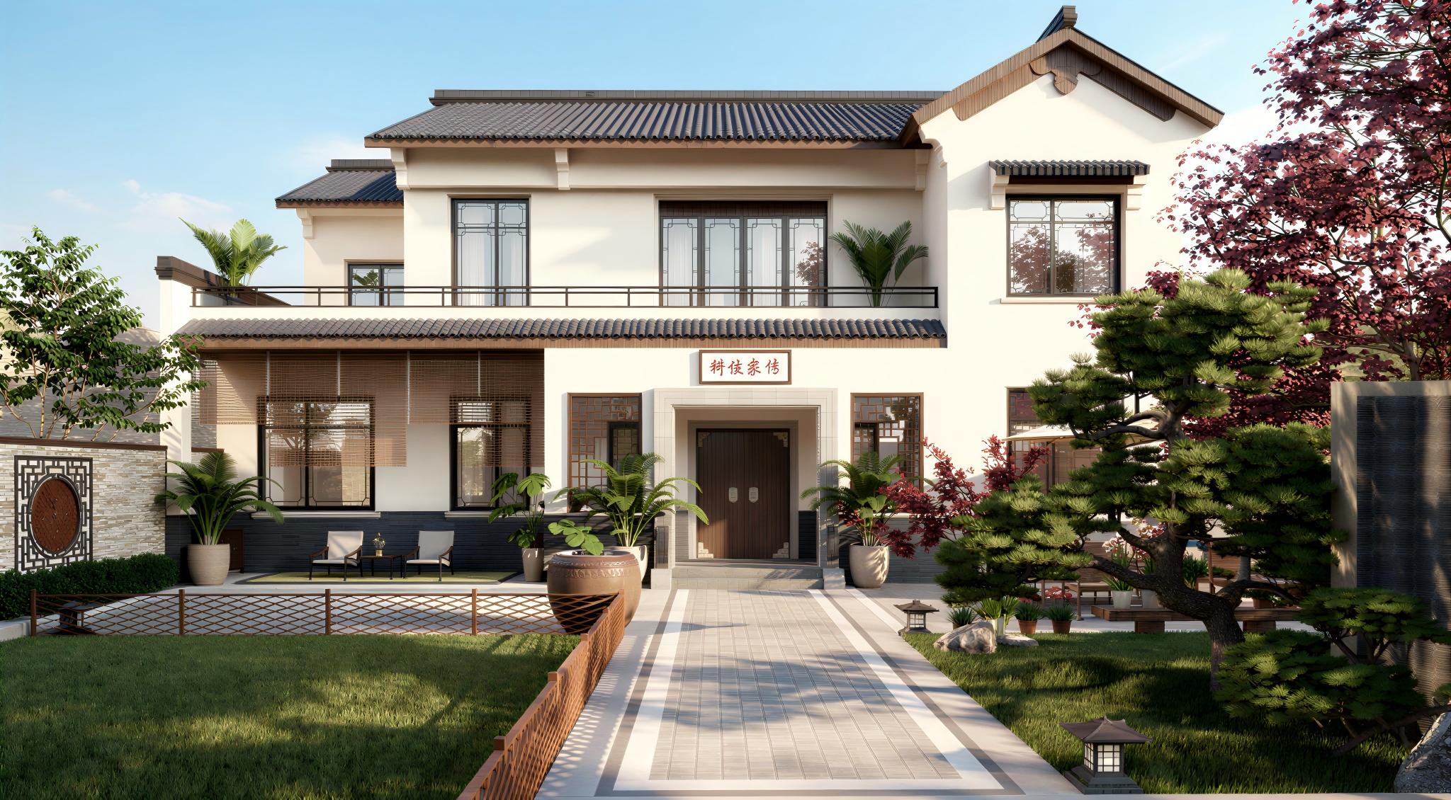 新中式二层别墅实拍